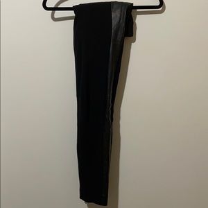 Maternity pants with faux leather side detail